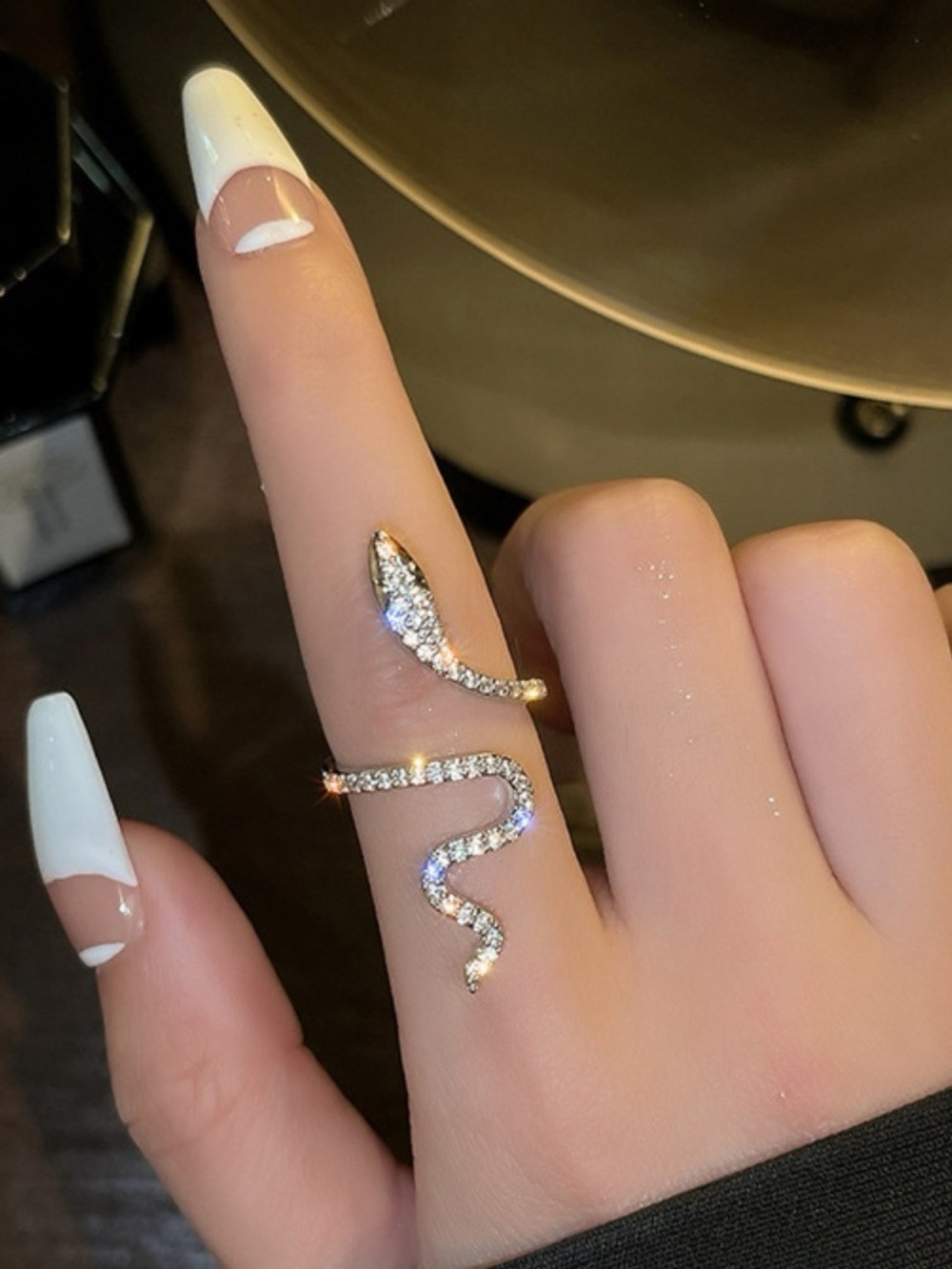 ❤️Hello Gorgeous! 925 Sterling Silver Zircon Snake Bypass Ring